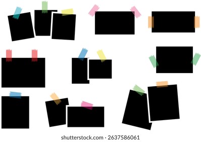 Sticky Note Frame Set Isolated on White Background Vector Illustration