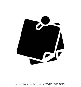 Sticky Note Glyph Icon. Sticky Note Icon