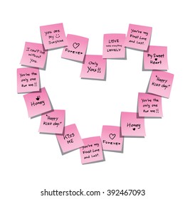 Sticky note heart shape idea concept, Vector Illustration