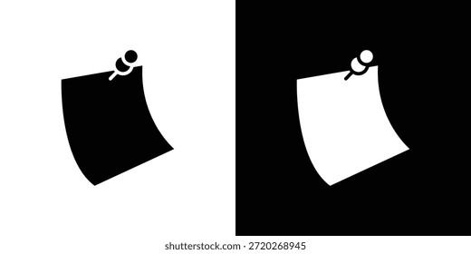 Ícone de nota adesiva. Ícone de design simples em preto e branco