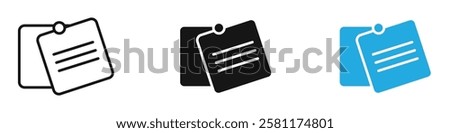 Sticky note icon black white vector outline