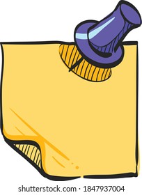 Icono de nota pegajosa en el dibujo de color. Recordatorio programando material de oficina de trabajo en equipo de mensajes