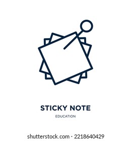sticky note icon from education collection. Thin linear sticky note, office, business outline icon isolated on white background. Line vector sticky note sign, symbol for web and mobile