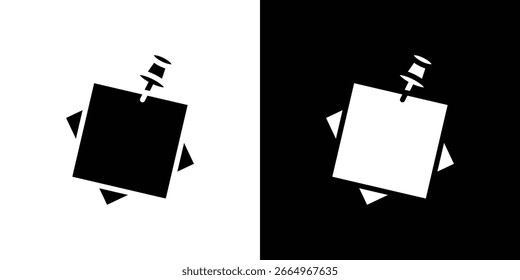 Sticky note icon in flat black solid vector set