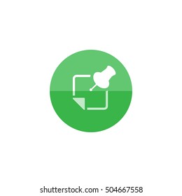 Sticky note icon in flat color circle style. Reminder schedule message teamwork office supplies