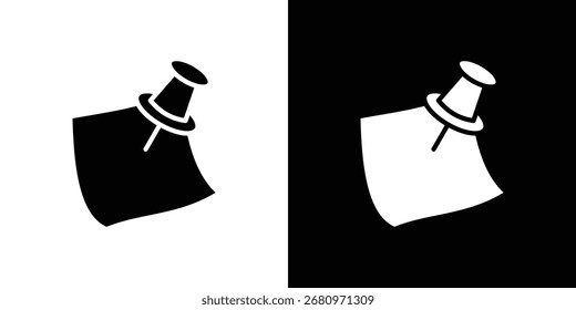 Sticky note icon in flat style, filled black symbol