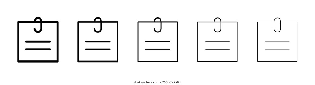 Sticky note icon graphic set. trendy stroke line style