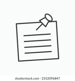 Ícone de nota adesiva. ícone de vetor de estilo de linha.