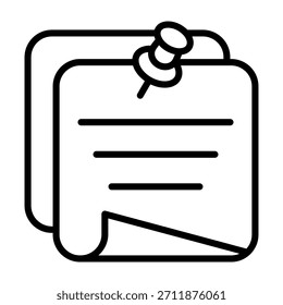 Sticky Note Icon Line Style Vector Illustration