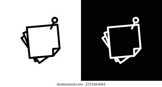 Concepto de logotipo de icono de nota adhesiva en trazos