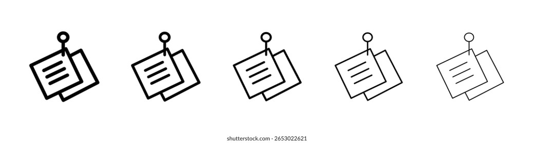 Ícone de nota adesiva ou estilo preto de contorno de ilustração de logotipo