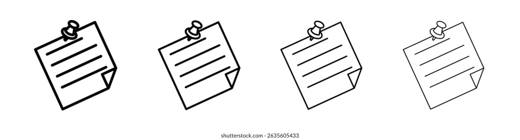 Sticky note icon Outline sign symbol set