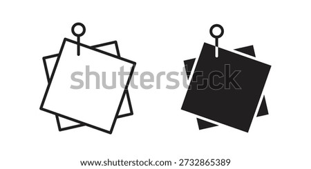 Sticky note icon pictogram template, Simple outline and filled style.