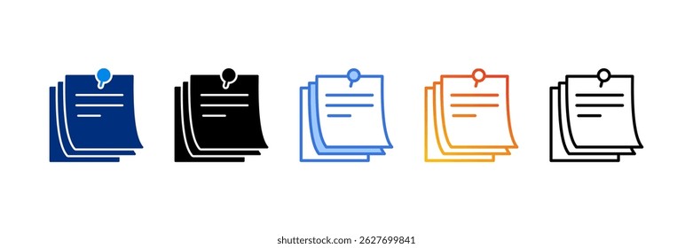 Sticky Note Icon Set Multiple Style Vector Illustration