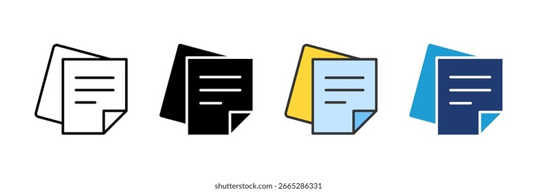 Ícone de Nota Autoadesiva Definir Coleção de Vários Estilos