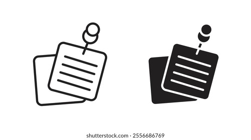 Sticky note icon set in Thin line black color.