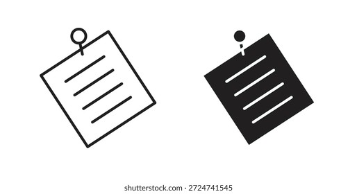 Icono de nota adhesiva Vectores simples en negro, adecuado para proyectos