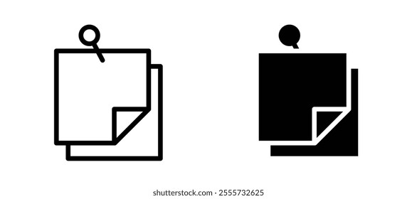 Sticky note icon symbol collection on white background.