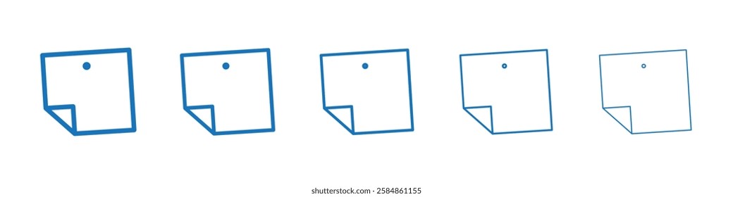 Sticky note icon Symbol collection thin outline set