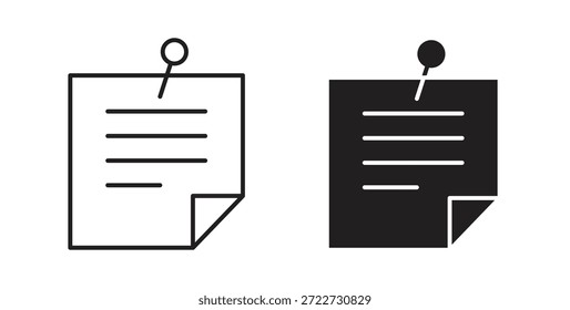 Sticky note icon symbol. Vector EPS 10. line and glyph icon