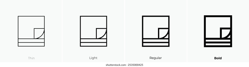 sticky note icon. Thin, Light Regular And Bold style design isolated on white background