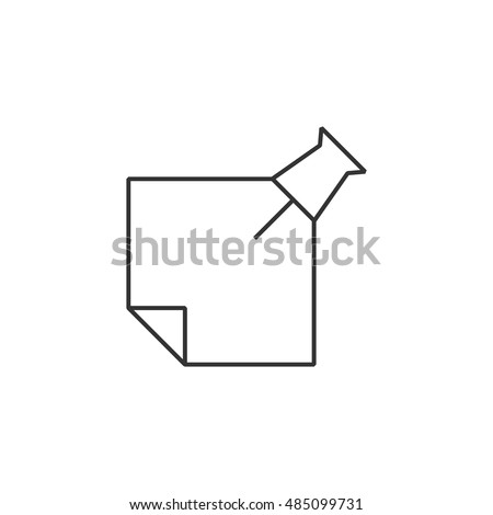 Sticky note icon in thin outline style. Reminder schedule message teamwork office supplies