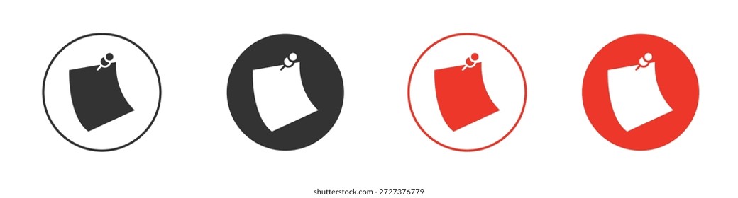 Icono pegajoso de la nota para ui o ux aislado en blanco para el App móvil, editable