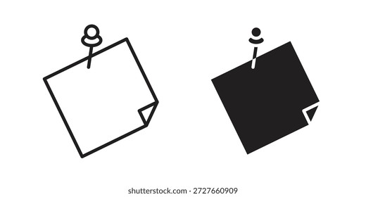 Colección de iconos de notas adhesivas. Iconos planos lineales delgados y negros