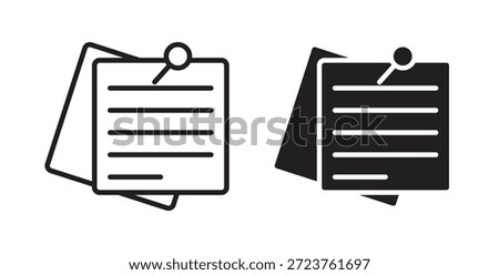 Sticky note icons in filled, thin line, outline and strokes