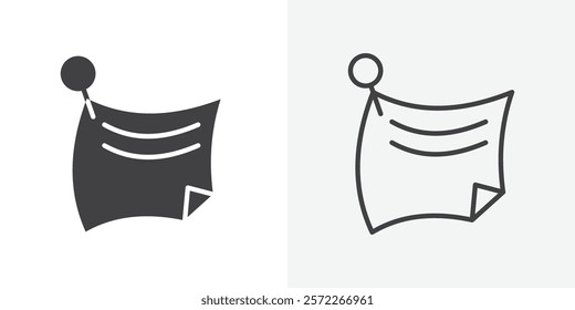 Sticky note icons. flat and line style set
