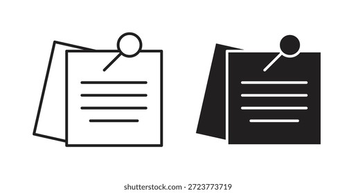 Iconos de notas adhesivas, símbolos de Vector. cartel plano lleno