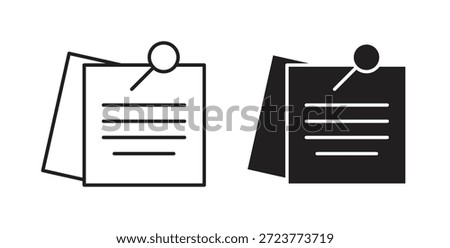 Sticky note icons, vector symbols. filled flat sign