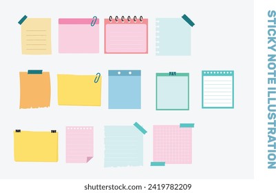 Sticky Note Illustration Vector Set