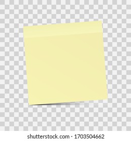 Nota pegajosa aislada en fondo transparente. Papel amarillo para la nota. Plantilla para sus proyectos.