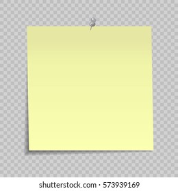 sticky note isolated on transparent background. Office paper sheet. Template for your projects. Vector illustration.