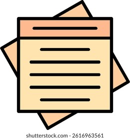 Sticky Note Line Filled Vector Icon Design