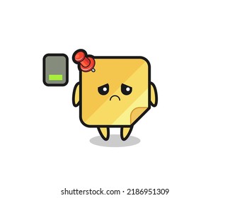 sticky note mascot character doing a tired gesture , cute style design for t shirt, sticker, logo element