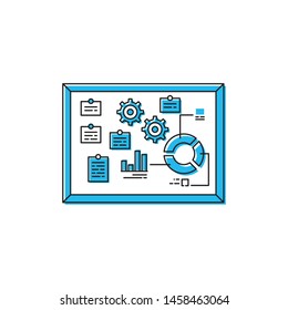 sticky note on board vector. business concept. filled outline style