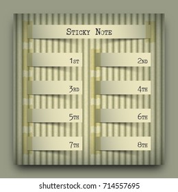 Sticky note on cardboard . Vector . it look like float from background .