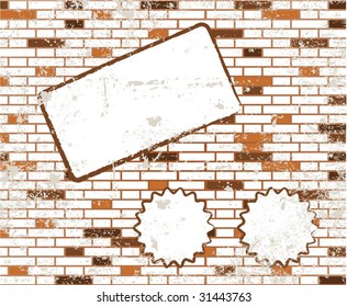Sticky note on t dirty brick wall design