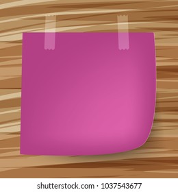 sticky note on wood broad vector eps10