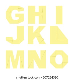Sticky note origami font