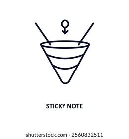 sticky note outline icon.  Thin line icon from education collection. Editable vector isolated on white background