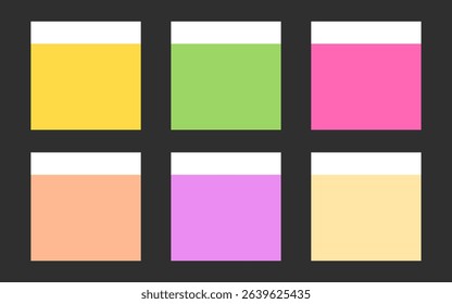 sticky note page collection bookmark paper set blank vibrant colorful empty document notepad