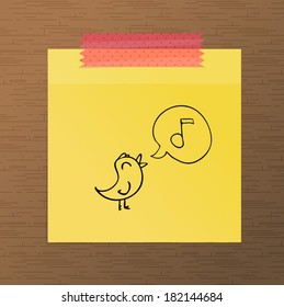 Sticky note paper with doodles