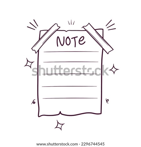 Sticky note paper. Hand drawn icon. Hand Drawn Vector Illustration