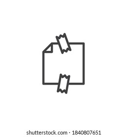 Sticky note paper line icon. linear style sign for mobile concept and web design. Note paper with adhesive tape outline vector icon. Symbol, logo illustration. Vector graphics