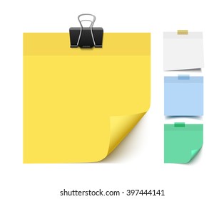 Sticky note paper. Realistic vector illustration of post it paper pieces. Memo, reminder paper. 