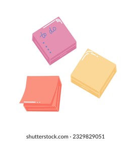Sticky note paper stock with bent sheet. Doodle flat vector illustration