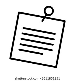 Sticky note and pin icon. Vector.
